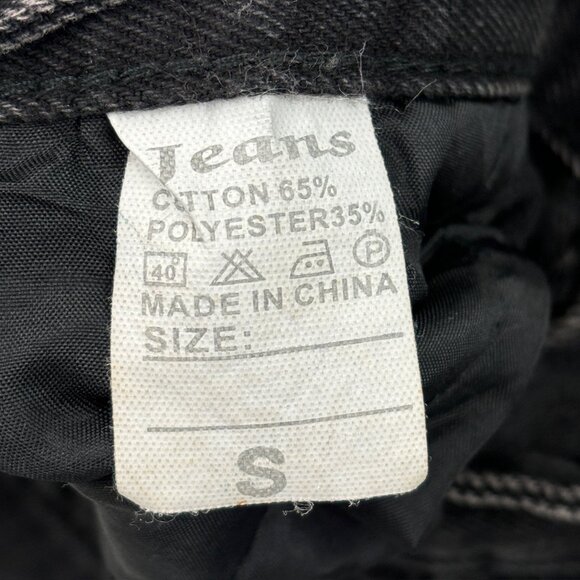 Unbranded Overlap Front Distressed Raw Hem Wide Leg Women's size S Black Jeans - Picture 2 of 3